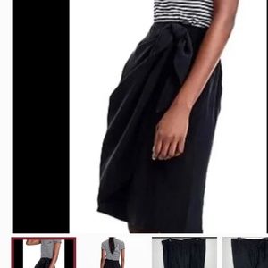J. CREW Wrap Skirt Size 2 Black Faux Wrap Japanese Cupro Silky A-Line Pockets